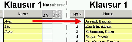 Übernehmen von Namen